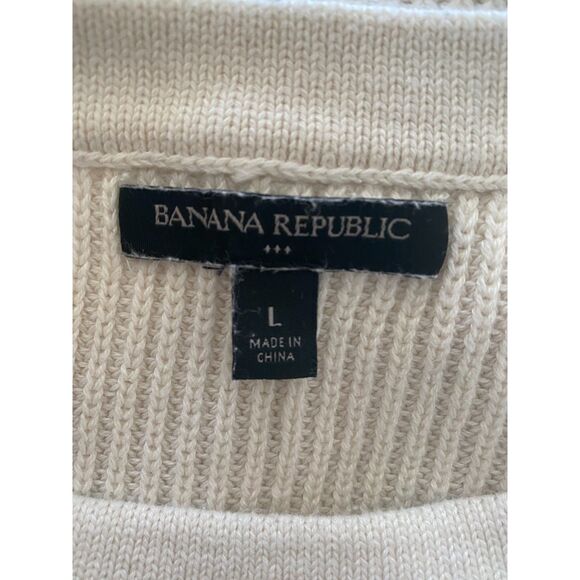 Banana Republic Fisherman Long Sleeve Knit Pullover Rhinestone Crewneck Sweater - Picture 3 of 10